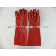 Red PVC Coated Gauntle Handschuh Glatte Oberfläche